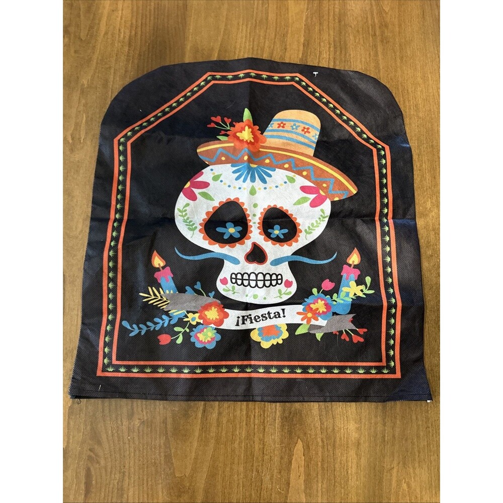 Sugar Skull Diade Muertos Slip Over Chair Back Covers Day Of The Dead Reusable - Picture 5 of 12
